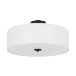 4-Light White Linen Round Drum Semi Flush Mount