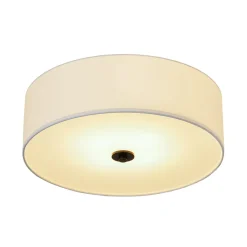 4-Light White Linen Round Drum Semi Flush Mount