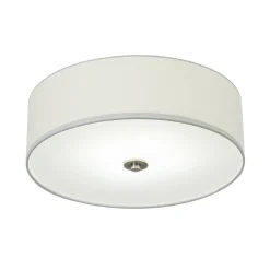 4-Light White Linen Round Drum Semi Flush Mount