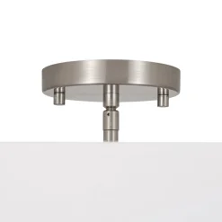 4-Light White Linen Round Drum Semi Flush Mount