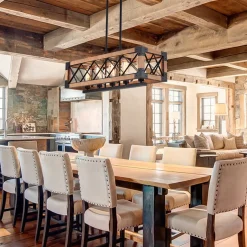 5-Light Wood Box Rectangle Chandelier Modern Farmhouse