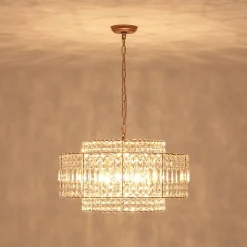 Luxe Antique Bronze Tiered Crystal Drum Cage Chandelier