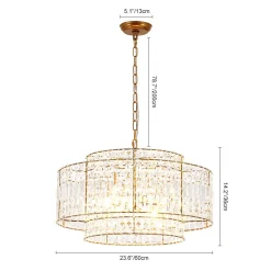 Luxe Antique Bronze Tiered Crystal Drum Cage Chandelier