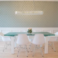 Luxe Chrome Crystal Dimmable LED Oval Halo Island Pendant