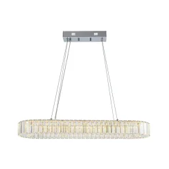 Luxe Chrome Crystal Dimmable LED Oval Halo Island Pendant