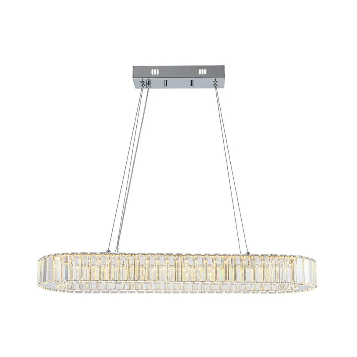 Luxe Chrome Crystal Dimmable LED Oval Halo Island Pendant