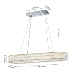 Luxe Chrome Crystal Dimmable LED Oval Halo Island Pendant