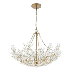 Luxe Gold Crystal Blossom Floral Basket Chandelier
