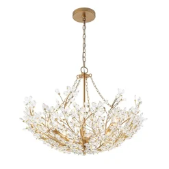 Luxe Gold Crystal Blossom Floral Basket Chandelier