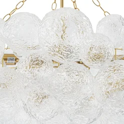 Luxe Large Cluster Rippled Glass Globe Round Bubble Chandelier
