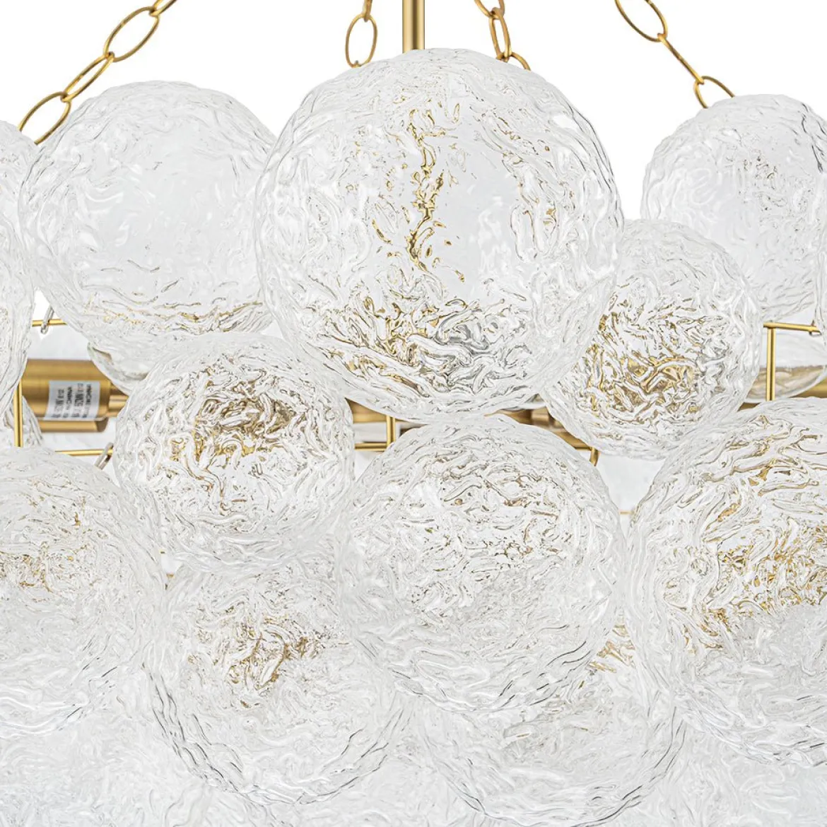Luxe Large Cluster Rippled Glass Globe Round Bubble Chandelier