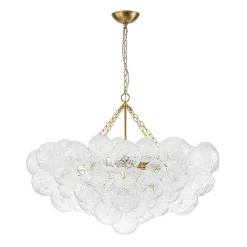 Luxe Large Cluster Rippled Glass Globe Round Bubble Chandelier