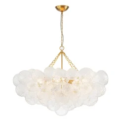 Luxe Large Cluster Rippled Glass Globe Round Bubble Chandelier