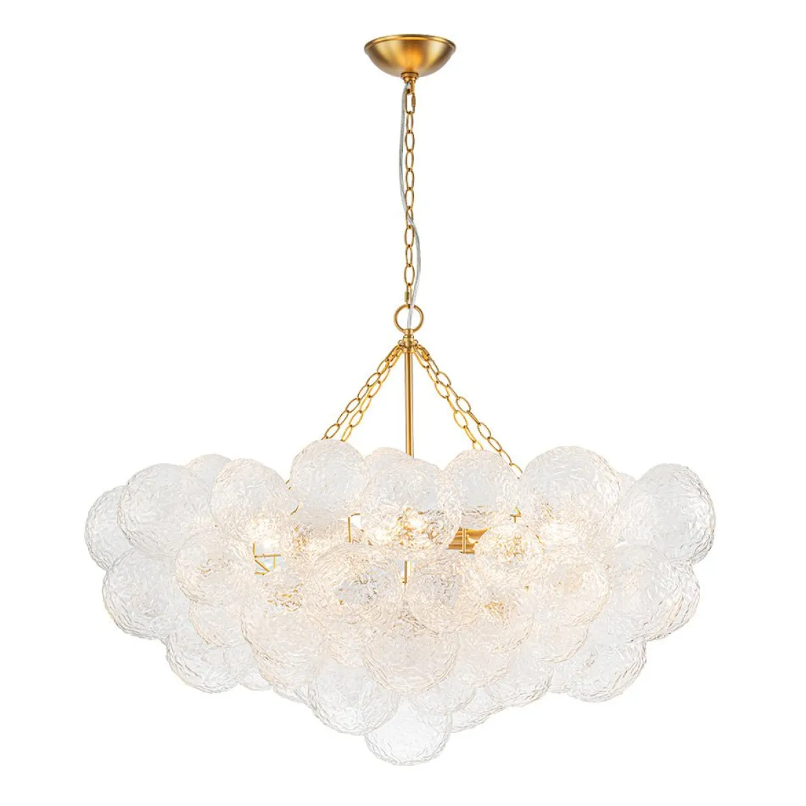 Luxe Large Cluster Rippled Glass Globe Round Bubble Chandelier