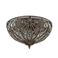 Luxe Moroccan Antique Bronze Crystal Ceiling Light