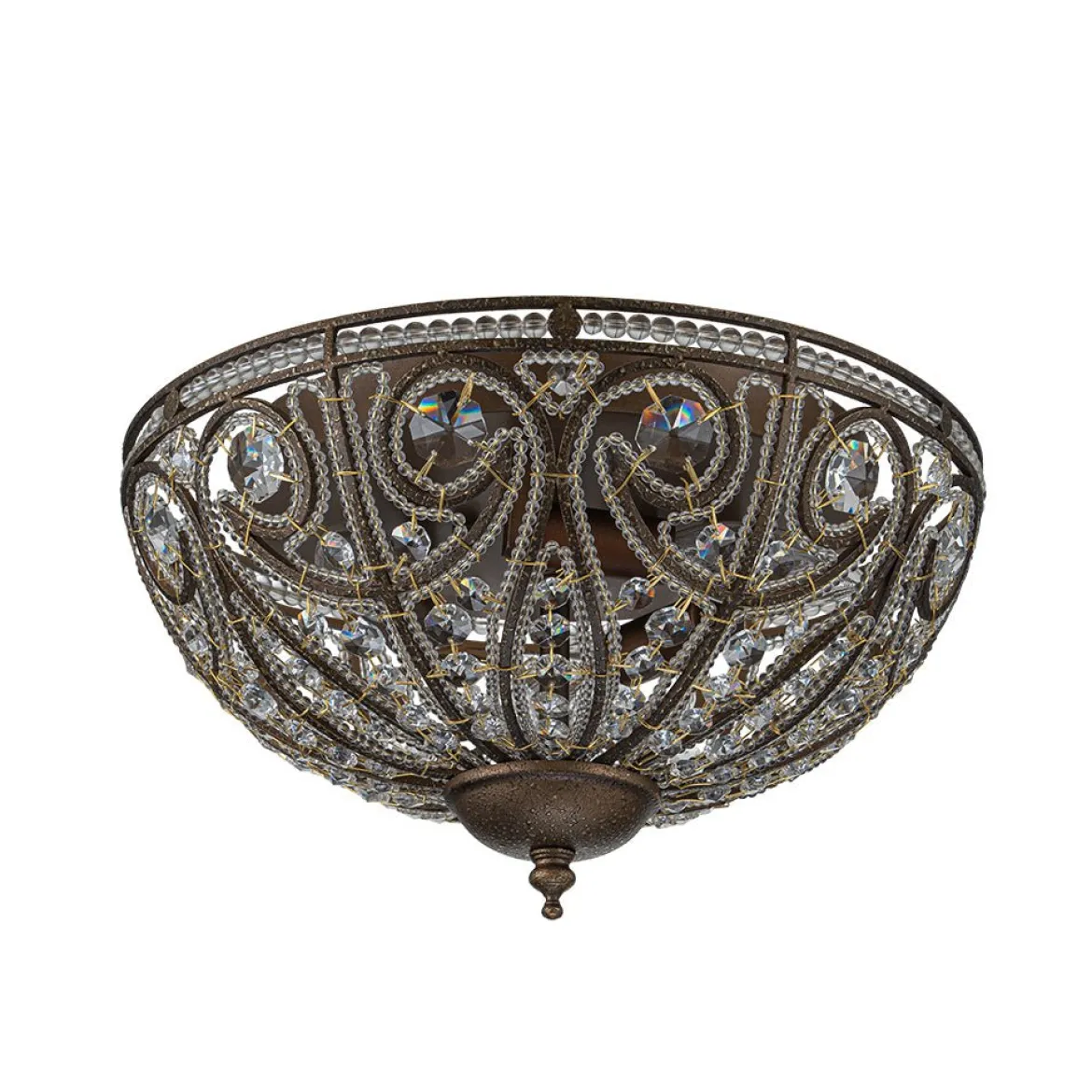 Luxe Moroccan Antique Bronze Crystal Ceiling Light