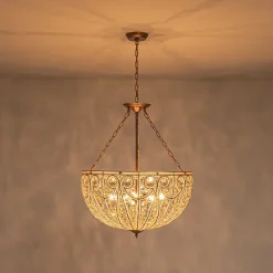 Luxe Moroccan Antique Bronze Crystal Round Cage Chandelier