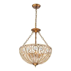 Luxe Moroccan Antique Bronze Crystal Round Cage Chandelier