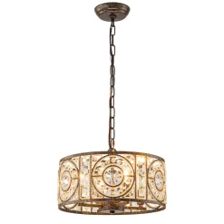 Luxe Moroccan Antique Crystal Drum Cage Chandelier