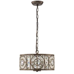 Luxe Moroccan Antique Crystal Drum Cage Chandelier