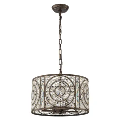 Luxe Moroccan Antique Crystal Drum Cage Chandelier