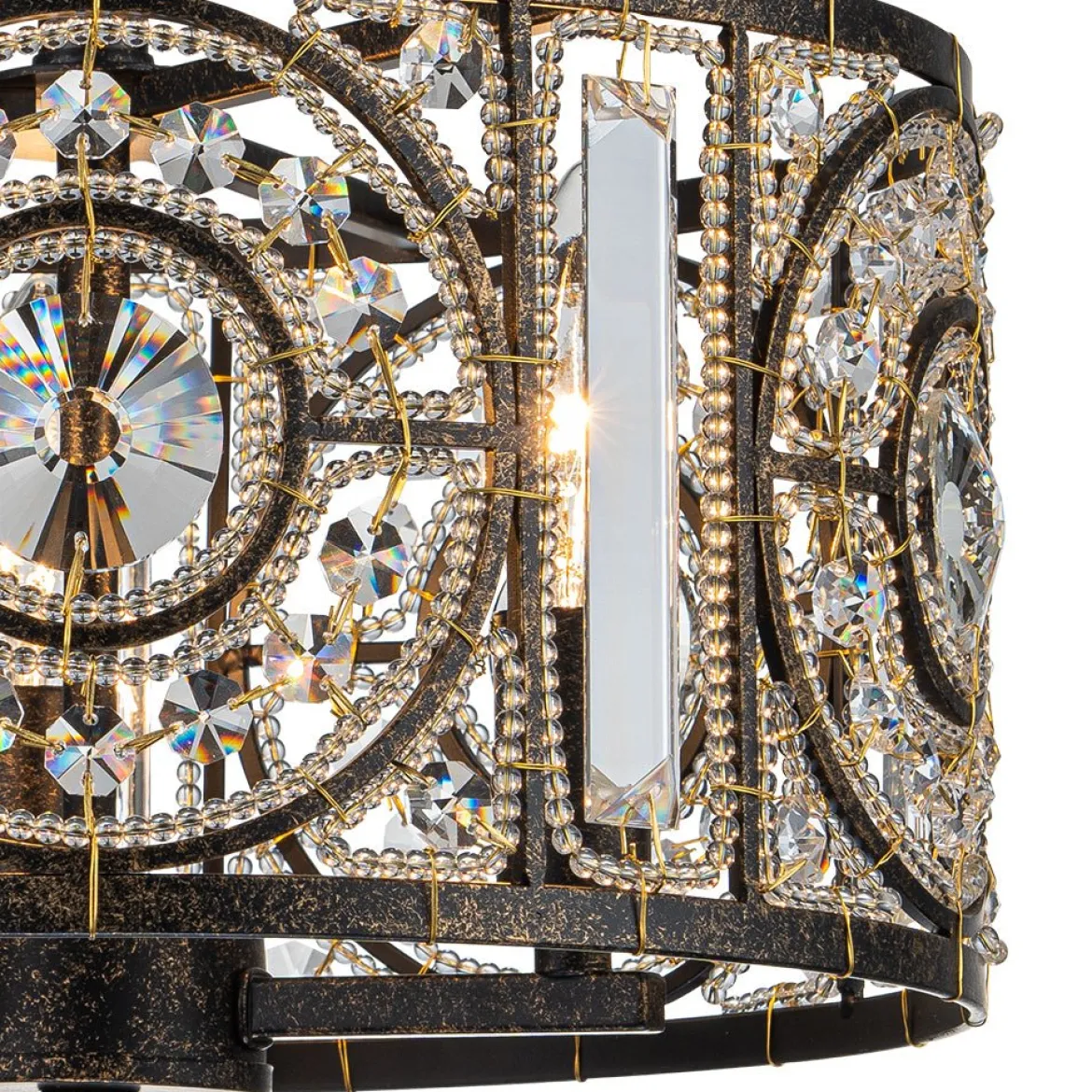 Luxe Moroccan Antique Crystal Drum Semi Flush Mount