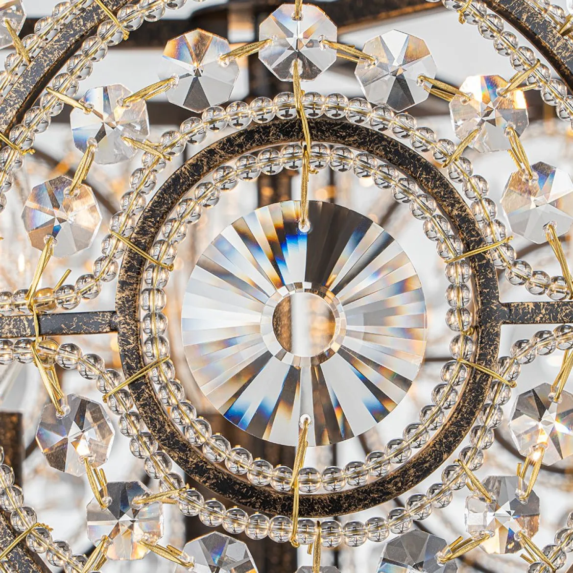 Luxe Moroccan Antique Crystal Drum Semi Flush Mount
