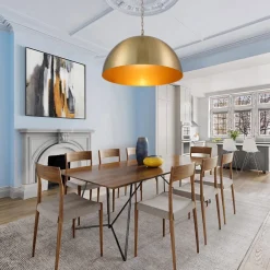 Luxe Oversized Brushed Brass Iron Large Dome Pendant Light