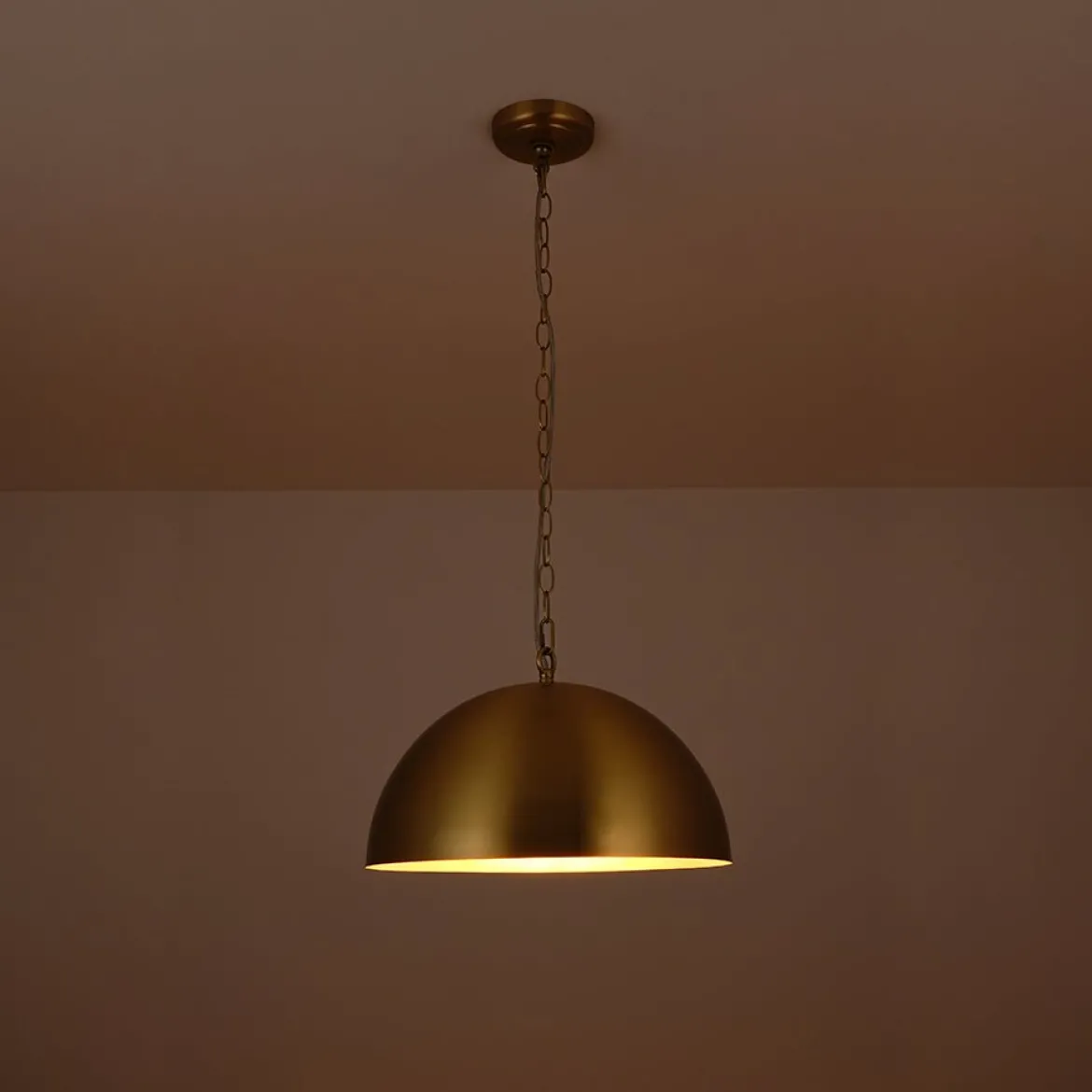 Luxe Oversized Brushed Brass Iron Large Dome Pendant Light