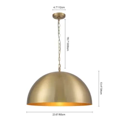 Luxe Oversized Brushed Brass Iron Large Dome Pendant Light