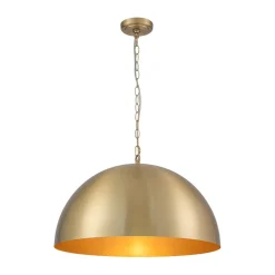 Luxe Oversized Brushed Brass Iron Large Dome Pendant Light