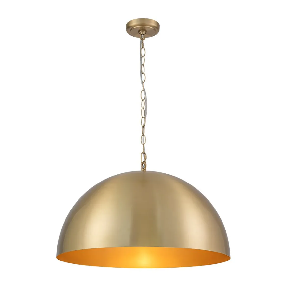 Luxe Oversized Brushed Brass Iron Large Dome Pendant Light