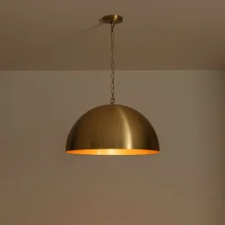 Luxe Oversized Brushed Brass Iron Large Dome Pendant Light