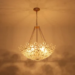 Luxe Sculpture Bloom Glass Floral Brass Basket Chandelier