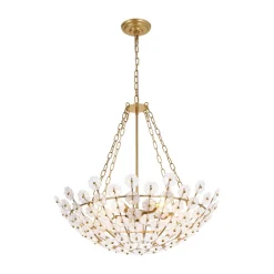 Luxe Sculpture Bloom Glass Floral Brass Basket Chandelier
