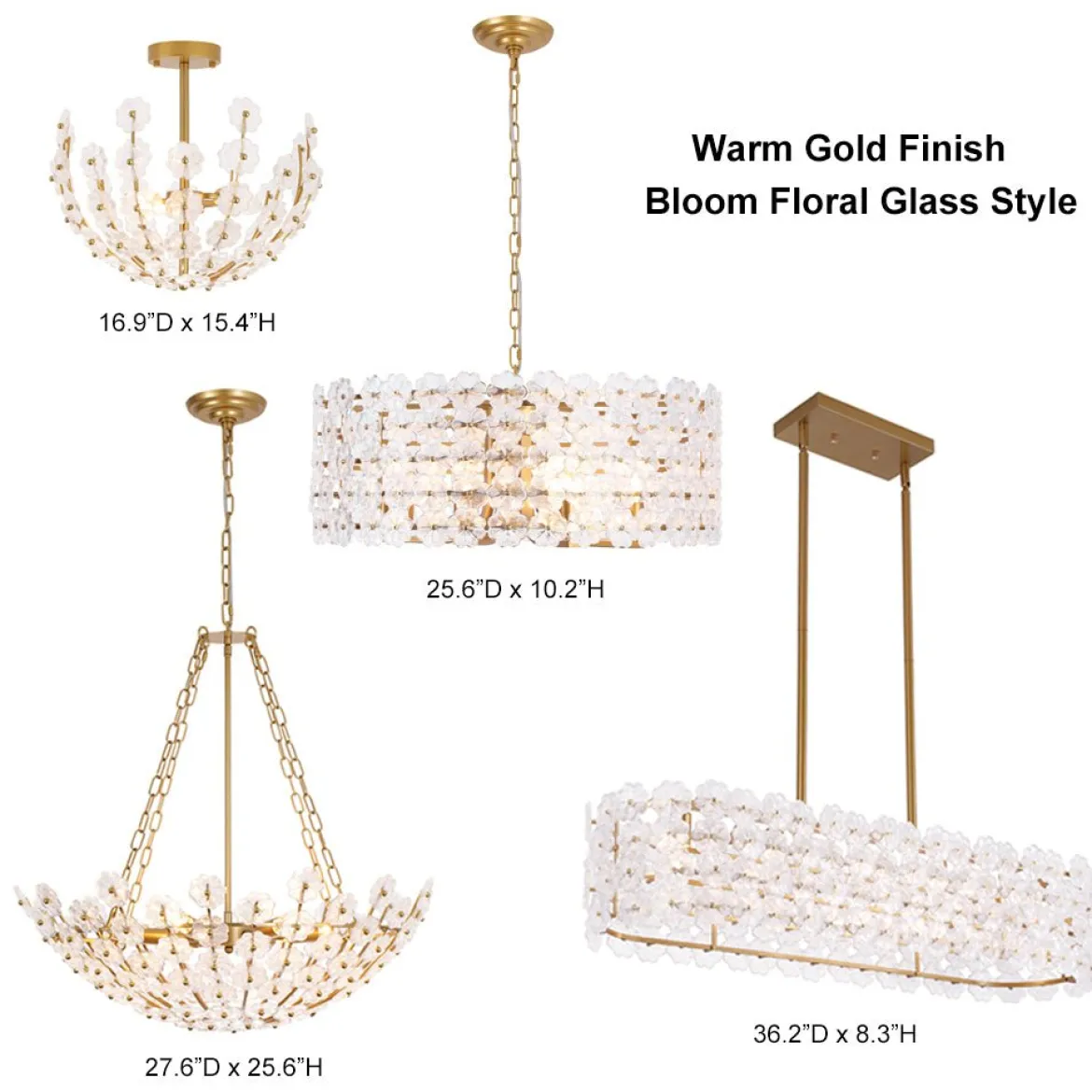 Luxe Sculpture Bloom Glass Floral Brass Basket Chandelier