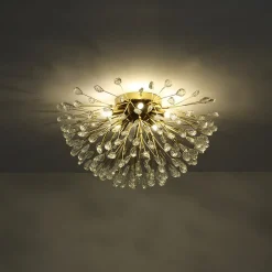 Luxury Bloom Dandelion Crystal Semi Flush Mount