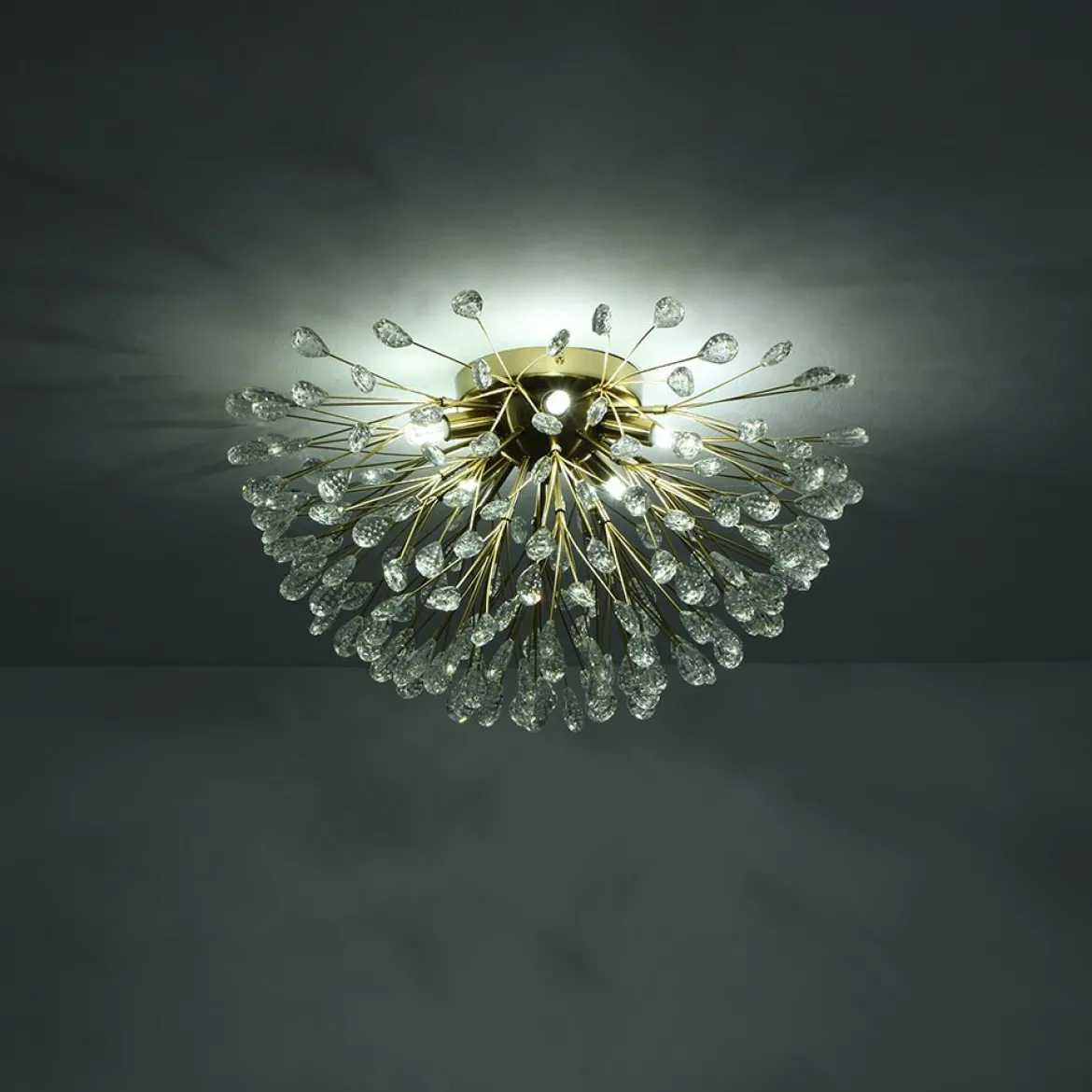 Luxury Bloom Dandelion Crystal Semi Flush Mount