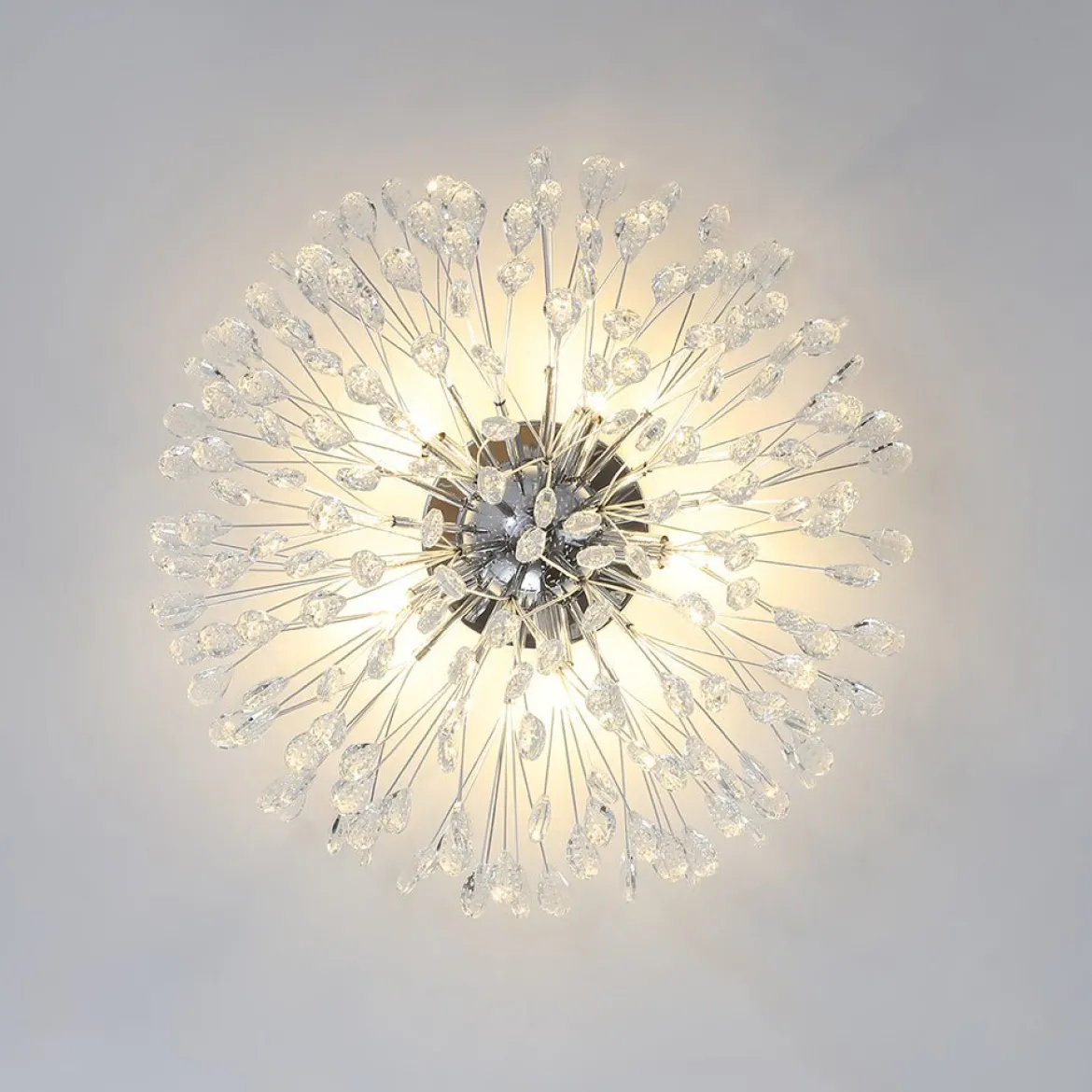 Luxury Bloom Dandelion Crystal Semi Flush Mount