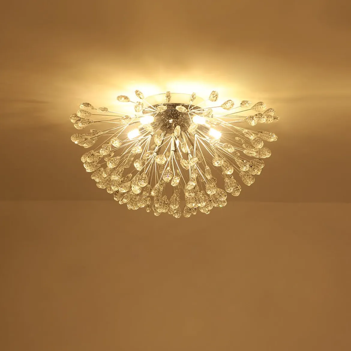 Luxury Bloom Dandelion Crystal Semi Flush Mount