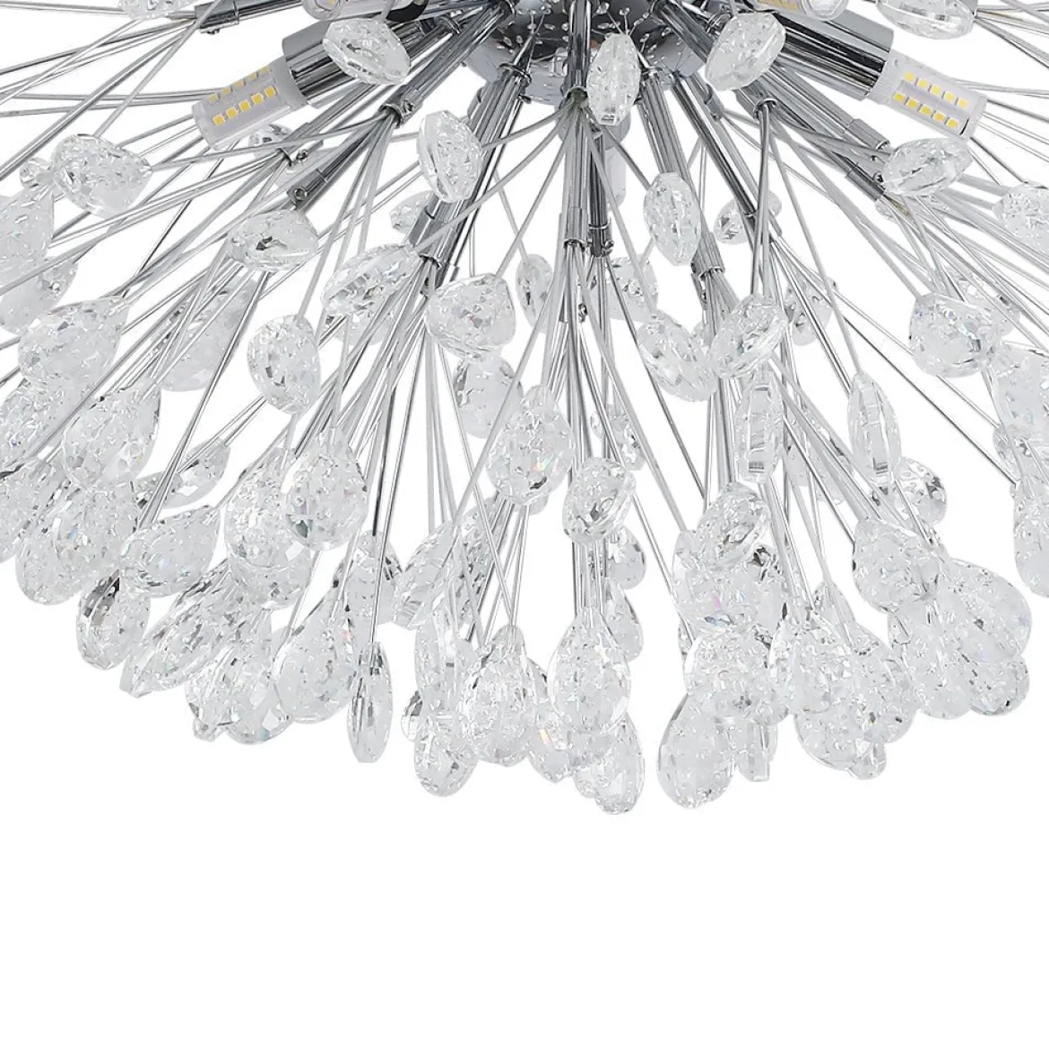 Luxury Bloom Dandelion Crystal Semi Flush Mount