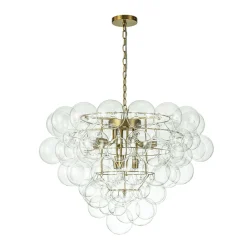Luxury Brass Cluster Clear Glass Globe Bubble Chandelier