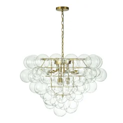 Luxury Brass Cluster Clear Glass Globe Bubble Chandelier