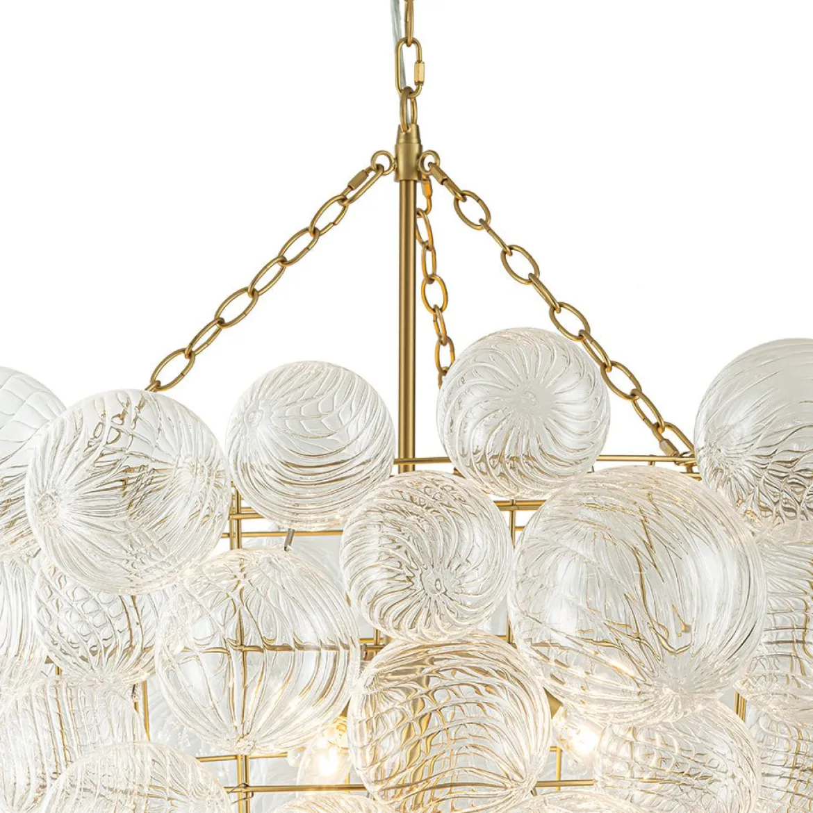 Luxury Cascade Cluster Ribbed Glass Bubble Entry Chandelier