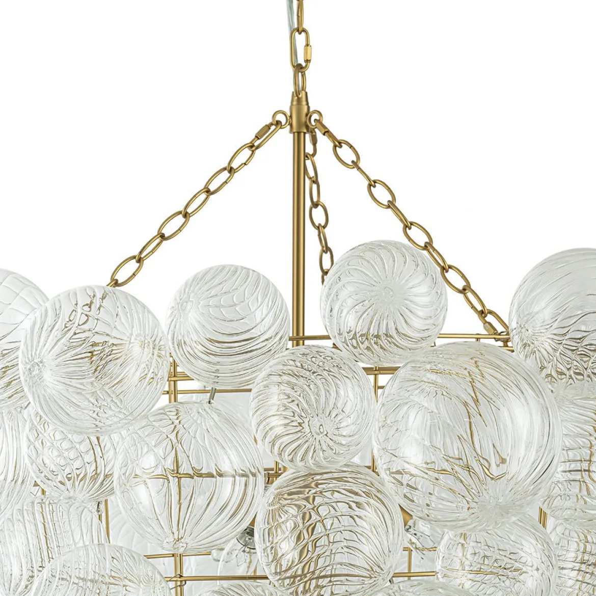Luxury Cascade Cluster Ribbed Glass Bubble Entry Chandelier