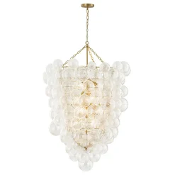 Luxury Cascade Cluster Ribbed Glass Bubble Entry Chandelier