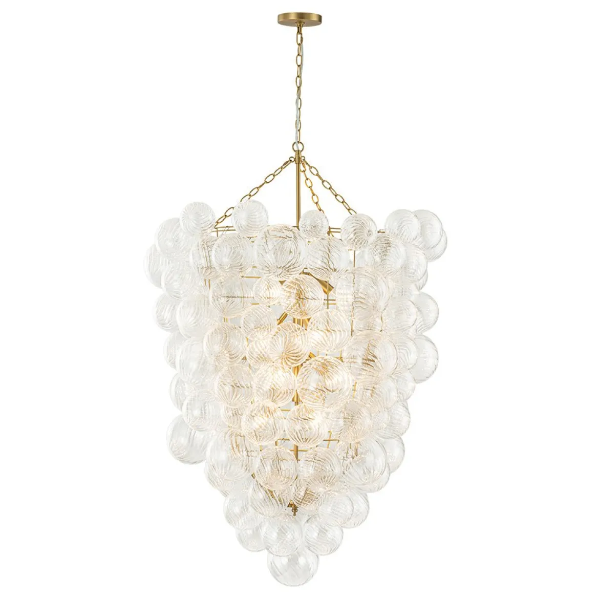 Luxury Cascade Cluster Ribbed Glass Bubble Entry Chandelier