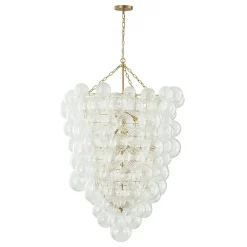 Luxury Cascade Cluster Ribbed Glass Bubble Entry Chandelier
