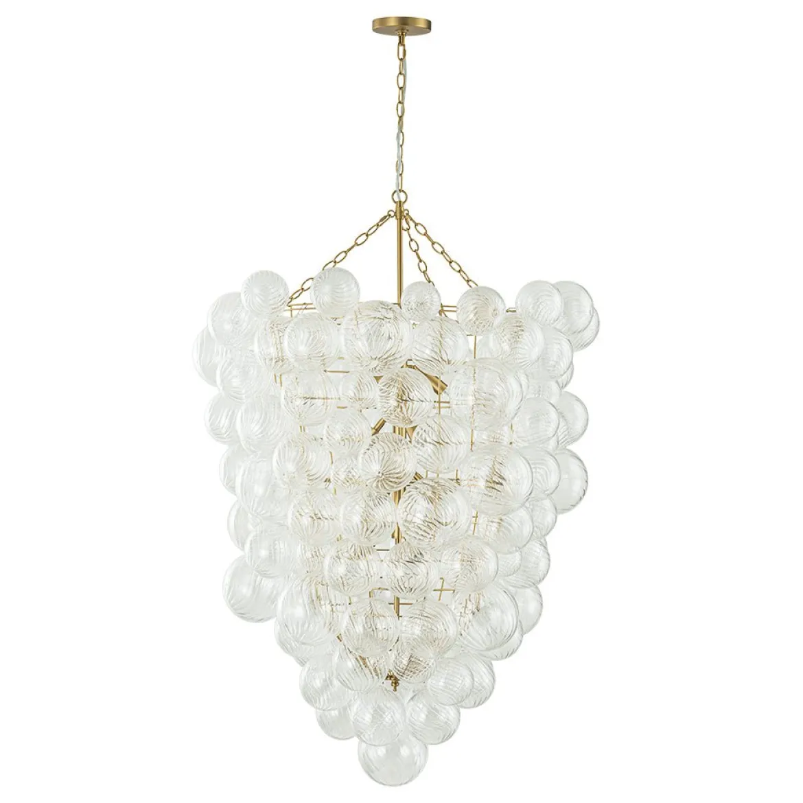Luxury Cascade Cluster Ribbed Glass Bubble Entry Chandelier
