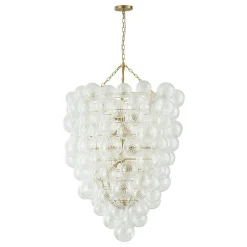 Luxury Cascade Cluster Ribbed Glass Bubble Entry Chandelier